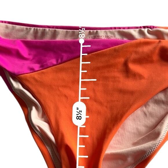 Victoria's Secret Pink Orange Color block Halter Hipster bikini set Size LARGE - Picture 12 of 13